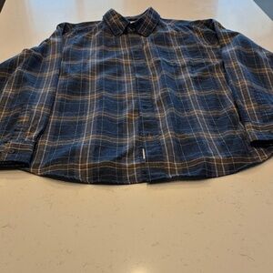 Weatherproof Navy and Gray Plaid Button Down Shirt